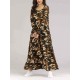 Women Long Sleeve Camouflage Maxi Dress with Belt