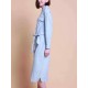 Women Long Sleeves Bottons Turn Down Collar Denim Dress