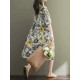 Women Loose Korean Style Puritanical Collar Half Sleeve Floral Dresses