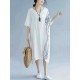 Women Modern Oversized Patchwork Line Half Sleeves Loose Dress