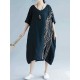 Women Modern Oversized Patchwork Line Half Sleeves Loose Dress