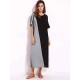 Women O-Neck Short Sleeves Patchwork Long Maxi Dress