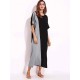 Women O-Neck Short Sleeves Patchwork Long Maxi Dress