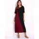 Women O-Neck Short Sleeves Patchwork Long Maxi Dress