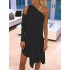 Women Off Shoulder One Sleeve Asymmetric Party Dress