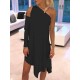 Women Off Shoulder One Sleeve Asymmetric Party Dress