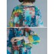 Women Patchwork Art Printed Loose Chiffon Dress