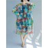 Women Patchwork Art Printed Loose Chiffon Dress