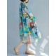 Women Patchwork Art Printed Loose Chiffon Dress