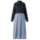 Women Plus Size Casual Striped Loose Long Sleeve Shirts Dress