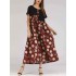 Women Polka Dot Patchwork Short Sleeve Maxi Dress