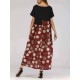 Women Polka Dot Patchwork Short Sleeve Maxi Dress