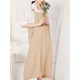 Women Retro Adjustable Straps Solid Color Cotton Dress