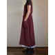 Women Retro Sleeveless Solid Color Cotton Dress with Pockets