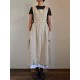 Women Retro Sleeveless Solid Color Cotton Dress with Pockets