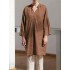 Women Retro V-neck Long Sleeve Loose Cotton Dress