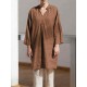 Women Retro V-neck Long Sleeve Loose Cotton Dress