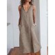 Women Stripe V-neck Sleeveless Holiday Casual Dress