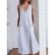 Women Stripe V-neck Sleeveless Holiday Casual Dress