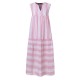 Women Stripe V-neck Sleeveless Pleated Loose Dress