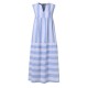 Women Stripe V-neck Sleeveless Pleated Loose Dress