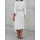 Women V-Neck Loose Bat Sleeve Waist Drawstring Strap Dress