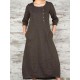 Women Vintage Casual Loose Button Pockets 3/4 Sleeve Dress