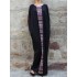 Women Vintage Crew Neck Batwing Sleeve Patchwork Kaftan Maxi Dress