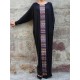 Women Vintage Crew Neck Batwing Sleeve Patchwork Kaftan Maxi Dress