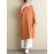 Women Vintage Crew Neck Long Sleeve Pockets Dress