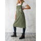 Women Vintage Japanese Style Cotton Aprons Dress with Pocket