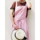 Women Vintage Japanese Style Cotton Linen Aprons Dress with Pockets