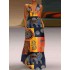 Women Vintage Print V-neck Sleeveless Bohemian Dress