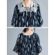 Women Vintage Printed Square Neck Long Dress