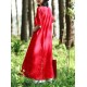 Women Vintage Short Sleeves Cotton Split Maxi Dress