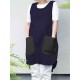 Women Vintage Sleeveless Patchwork Pockets Apron Dress