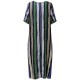 ZANZEA Women Casual Dress Loose Maxi Dresses Vertical Striped Pockets Cotton Dress