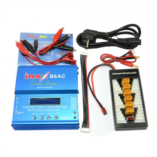 iMAX B6AC 80W 6A Dual Balance Charger Discharger With XT60 T Plug Parallel Charging Power Adapter Board