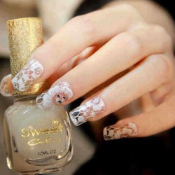 1-8 Transparent White Lace Crystal DIY Nail Sticker