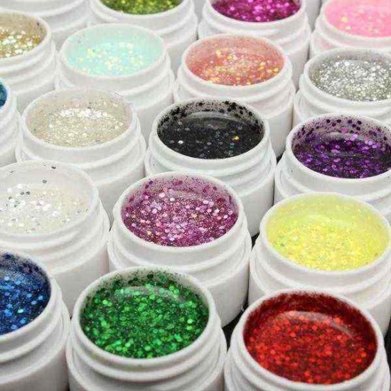 1 Pot 36 Colors Glitter UV Gel Builder Nail Art Polish
