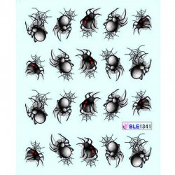 1 Sheet Spider Nail Art Sticker Halloween Style Water Transfer Manicure Decoration Nails Wraps