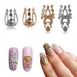10 Pcs Gold Silver 3D Luxury Alloy Hollow Out Nail Art Decoration