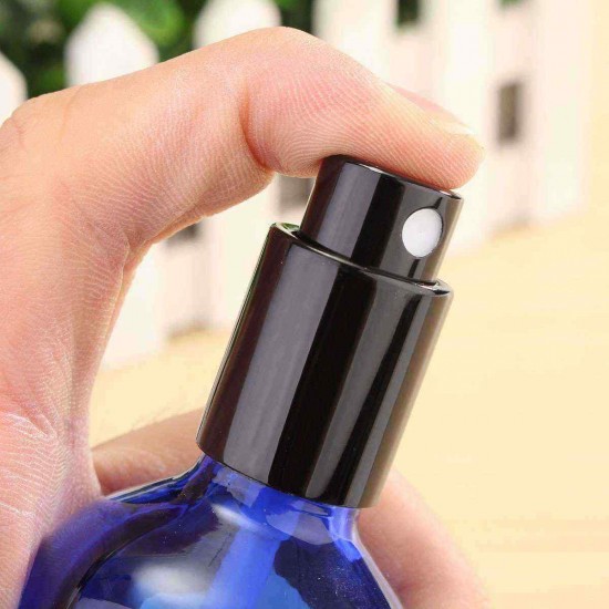 100ml Refillable Blue Glass Spray Bottle Perfume Essential Oils with Dropper/Pipette/Atomiser Cap