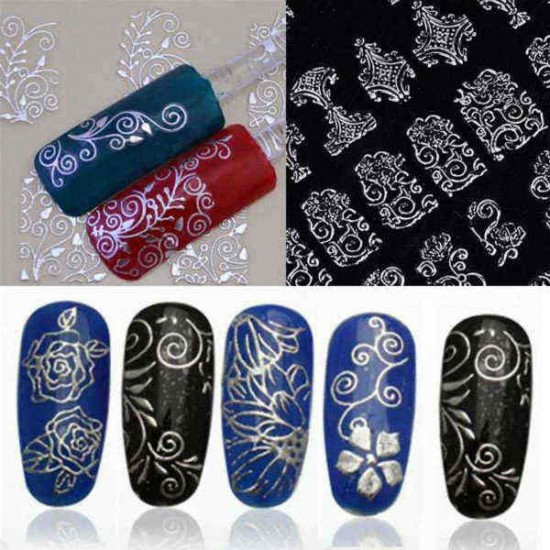 108Pcs 3D Flowers Hot Stamping Decals Nail Art Sticker