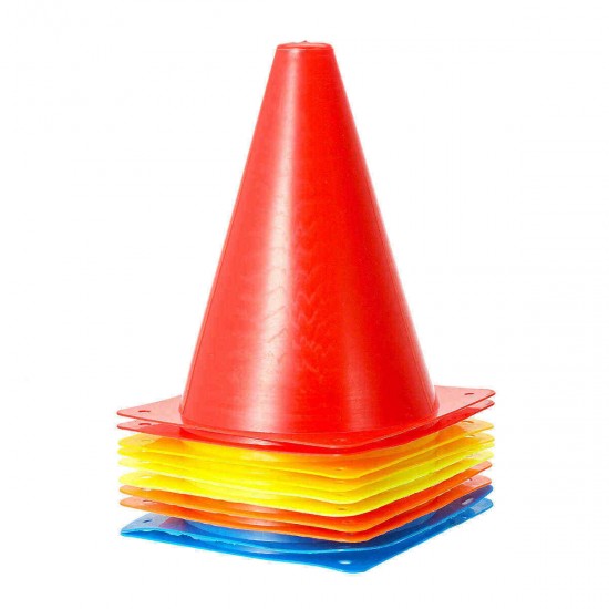 10Pcs/Set Plastic Training Cone Sport Marking Cups Soccer Basketball Skate Marker Outdoor Activity Supplies 18cm Colorful