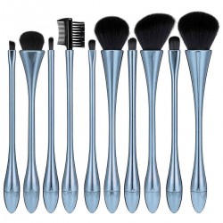 10pcs Soft Goblet Mental Luster Makeup Brushes Set Kit Eye Shadow Blush Blending Cosmetics Tools