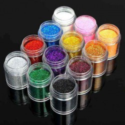 12 Colors Holo Nail Art Powder Shiny Glitter Dust Slice Tips Holographic Decoration