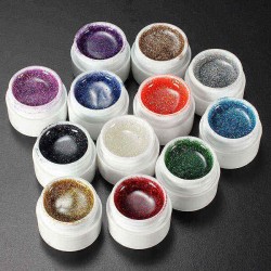 12 Colors Nail Art False French Glitter UV Gel Builder Polish Set