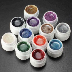 12 Colors Nail Art False French Glitter UV Gel Builder Polish Set