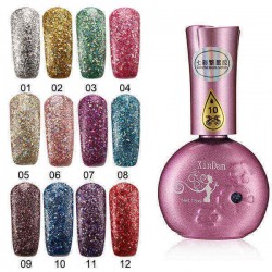 12 Colors Stars Bright Round Glitter Micro Grain Nail Art UV Gel Polish Soak Off Gorgeous